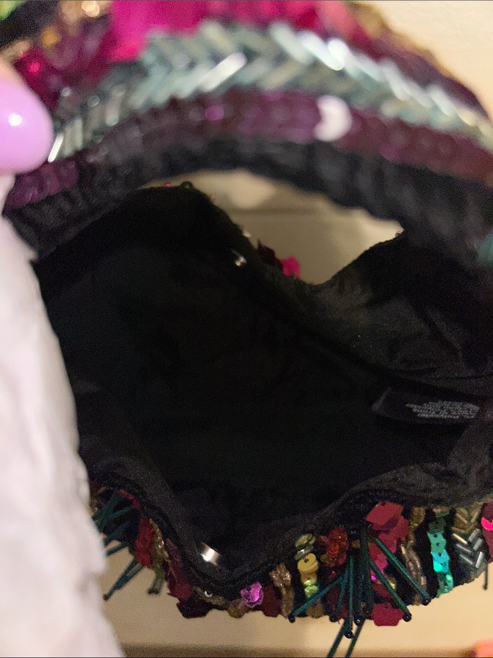 Viral India Beaded Hobo Bag in Black with Multicolor Sequins - Picture 4 of 4